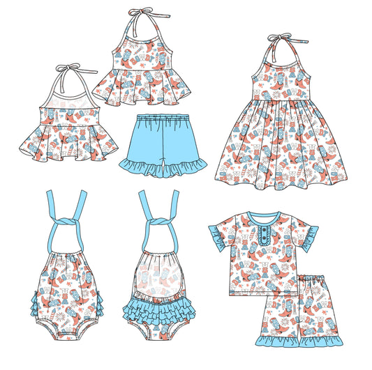 Baby Girl Western Boots Sibling Romper Dress Set ( Moq 5 Each Style ) 3.3