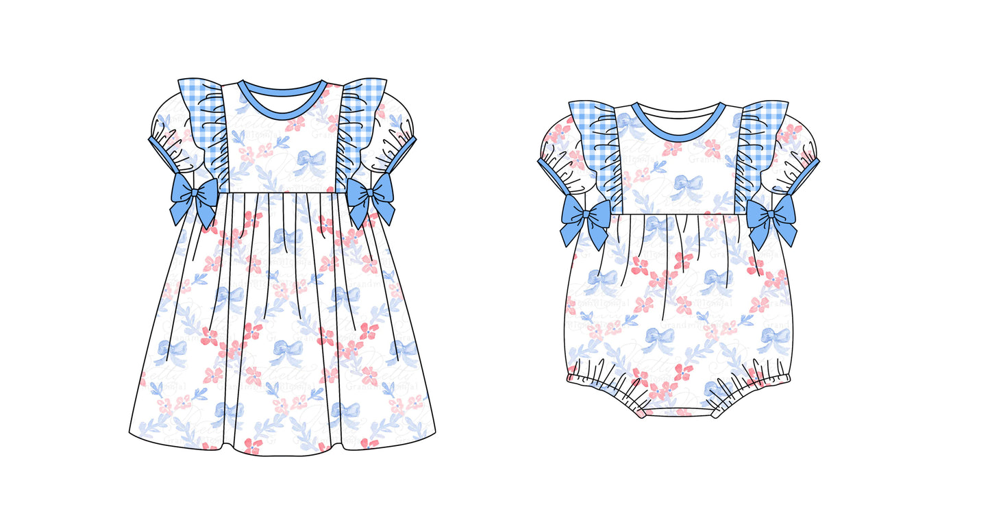 Baby Girl July 4th Bows Flower Sibling Romper Clothes Set ( Moq 5 Each Design )11.23