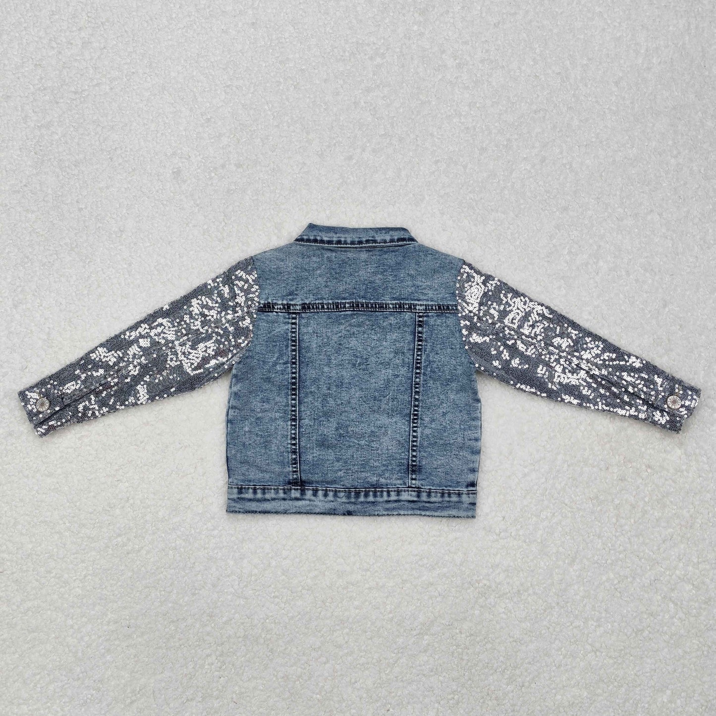 Baby Girl Sequins Long Sleeves Pocket Denim Jacket Coat