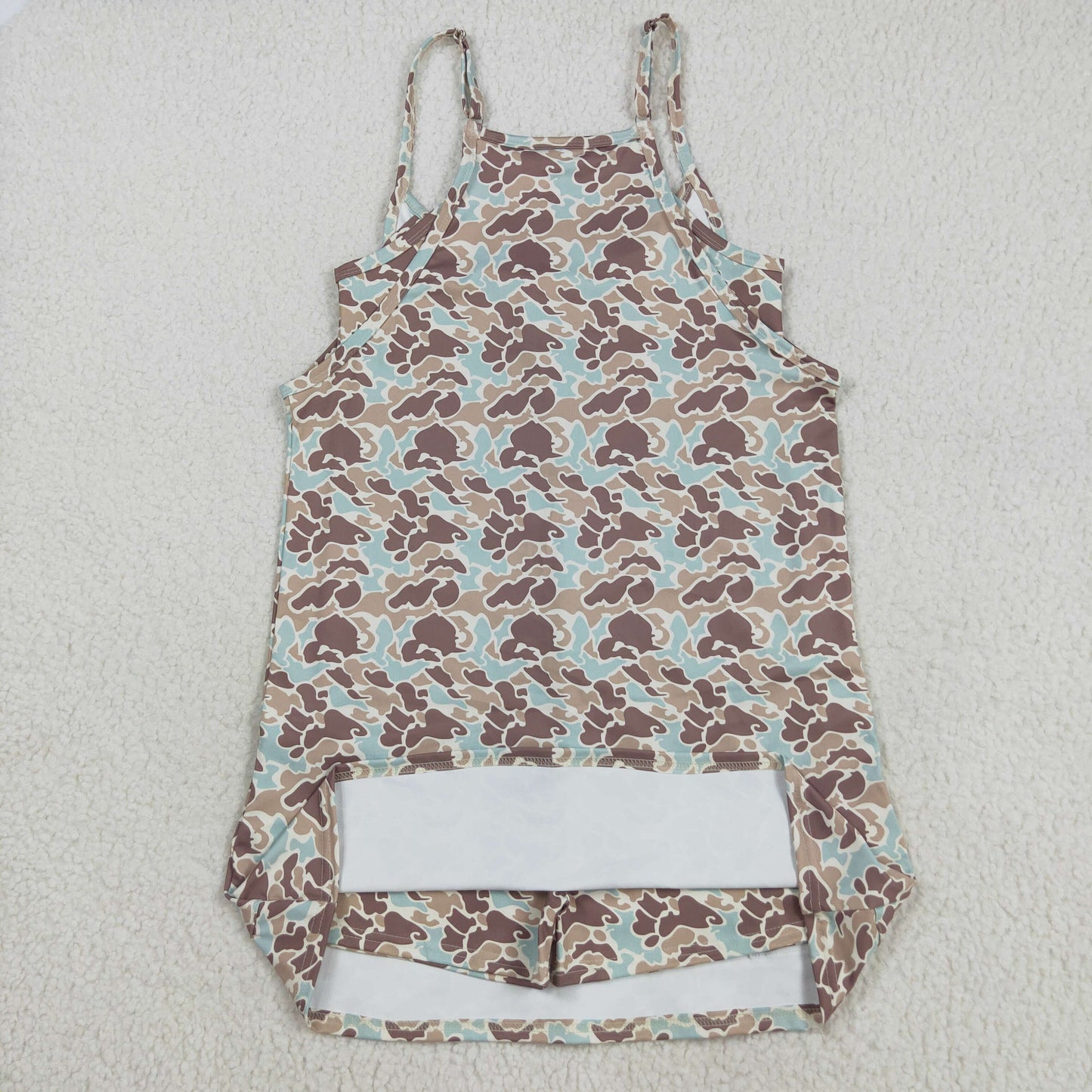 Adult Women Straps Green Camo Pockets Yoga Active Summer Dress RTS