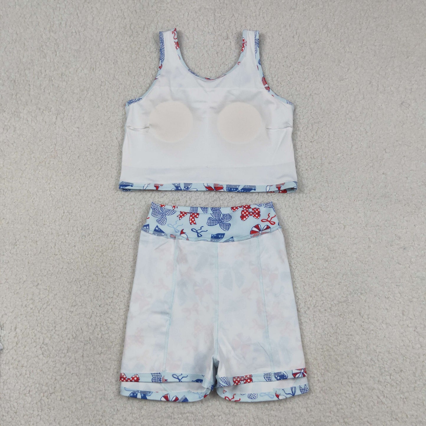 Baby Girls Red Blue Bows Tops Skirt Shorts 4th of July Set Yoga Active Clothes RTS