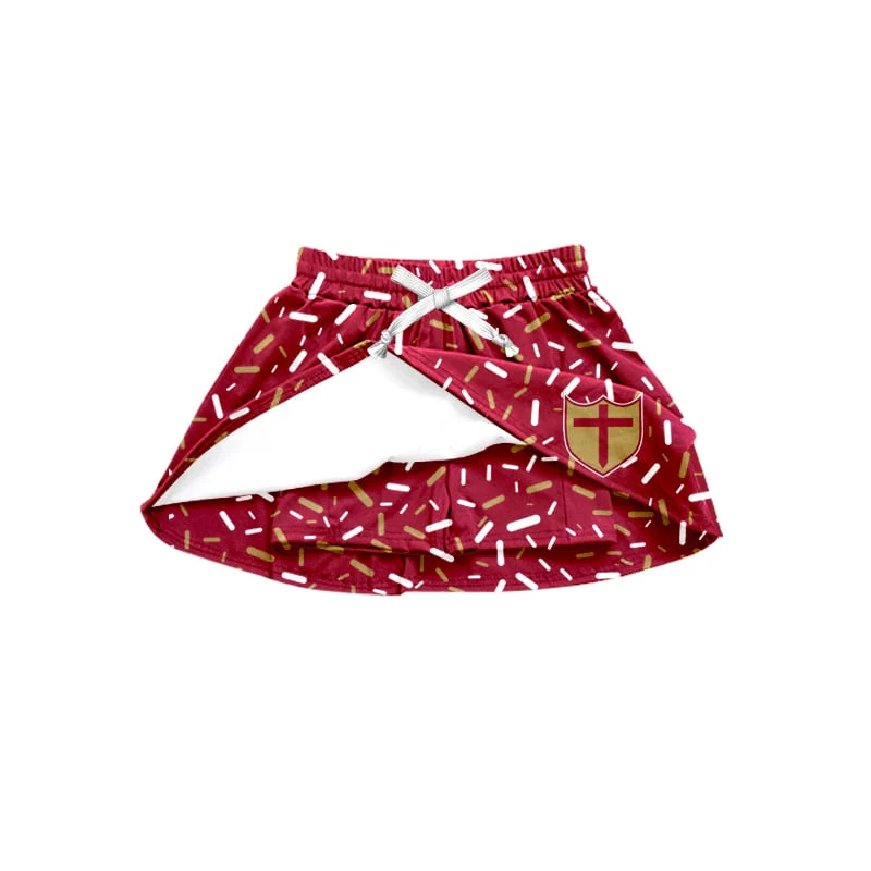 Baby Girl Cross Team Summer Red Skirt Shorts Skort ( Moq 5 )