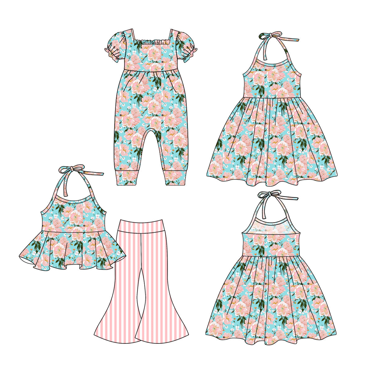 Baby Girl Flower Sibling Dress Romper Set ( Moq 5 Each Style ) 1.3