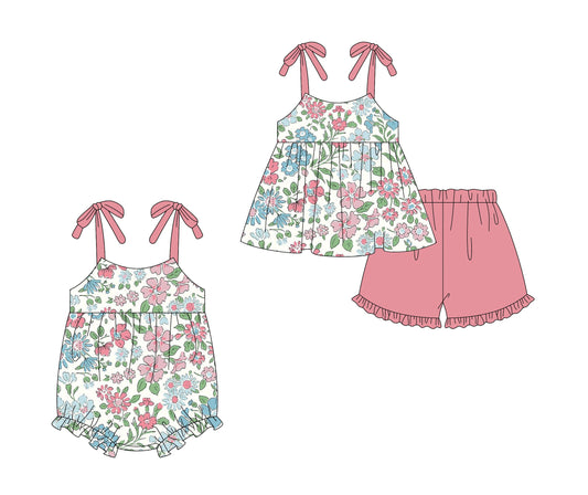 Baby Girl Straps Flower Sibling Romper Set ( Moq 5 Each Style ) 2.14