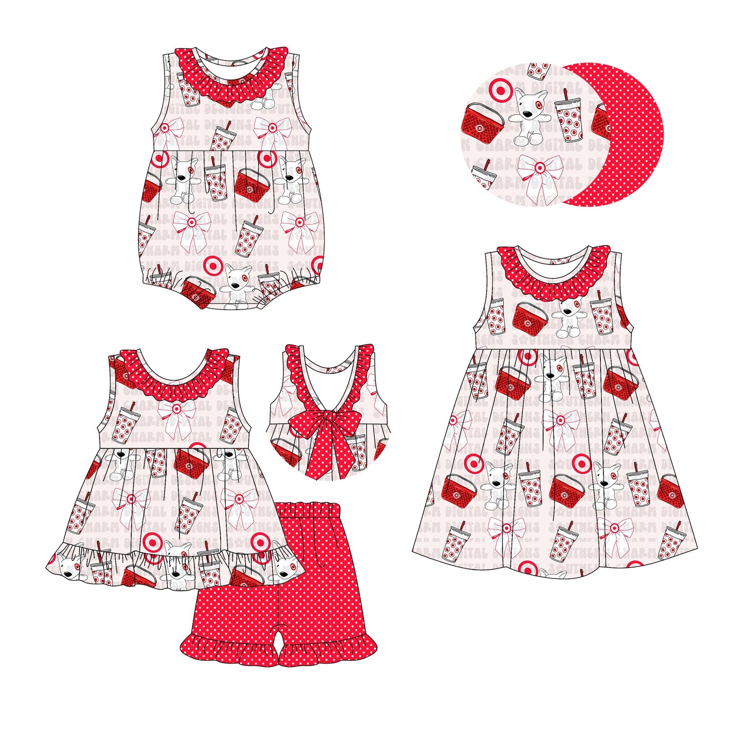 Baby Girl Dogs Bows Sibling Romper Dress Set ( Moq 5 Each Style ) 2.26