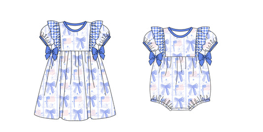 Baby Girl July 4th Bows Flag Sibling Romper Clothes Set ( Moq 5 Each Design )11.23