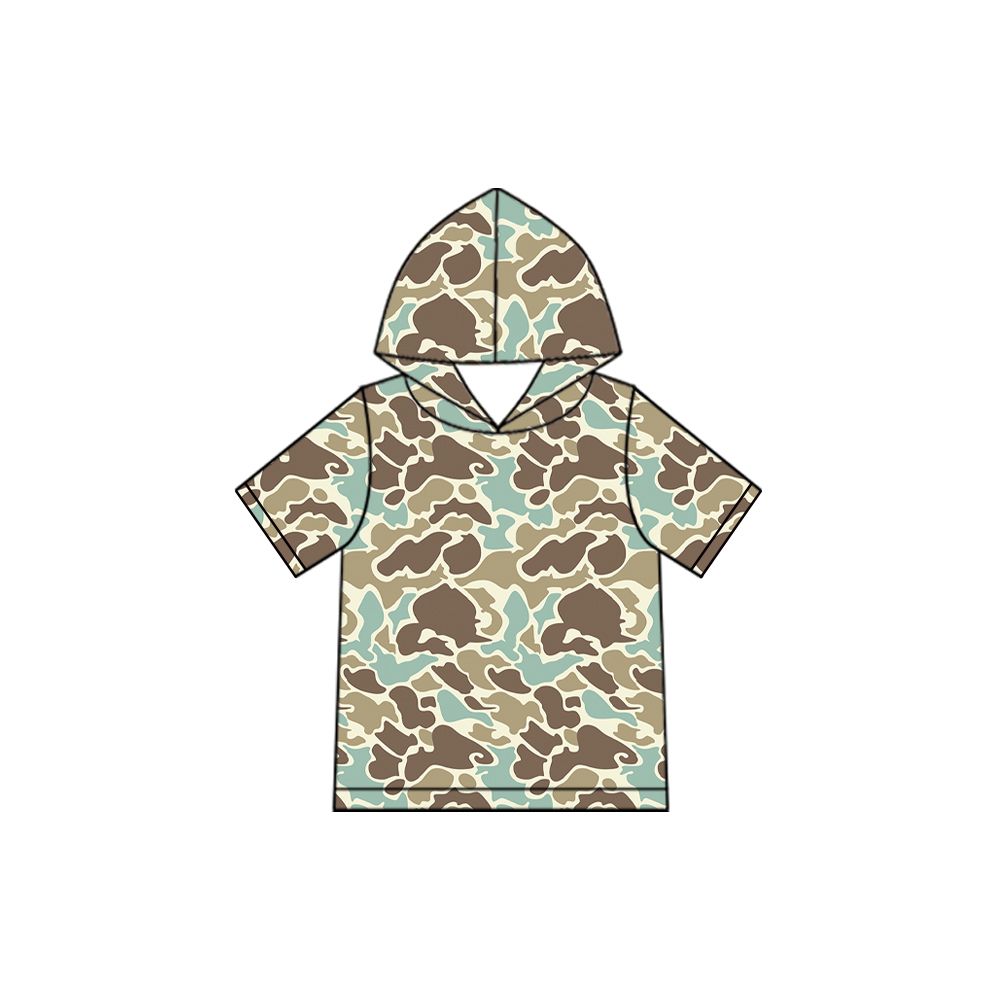 ( Moq 5 ) Preorder Baby Boys Kids Short Sleeves Hoodie Camo Shirt Tops Clothes