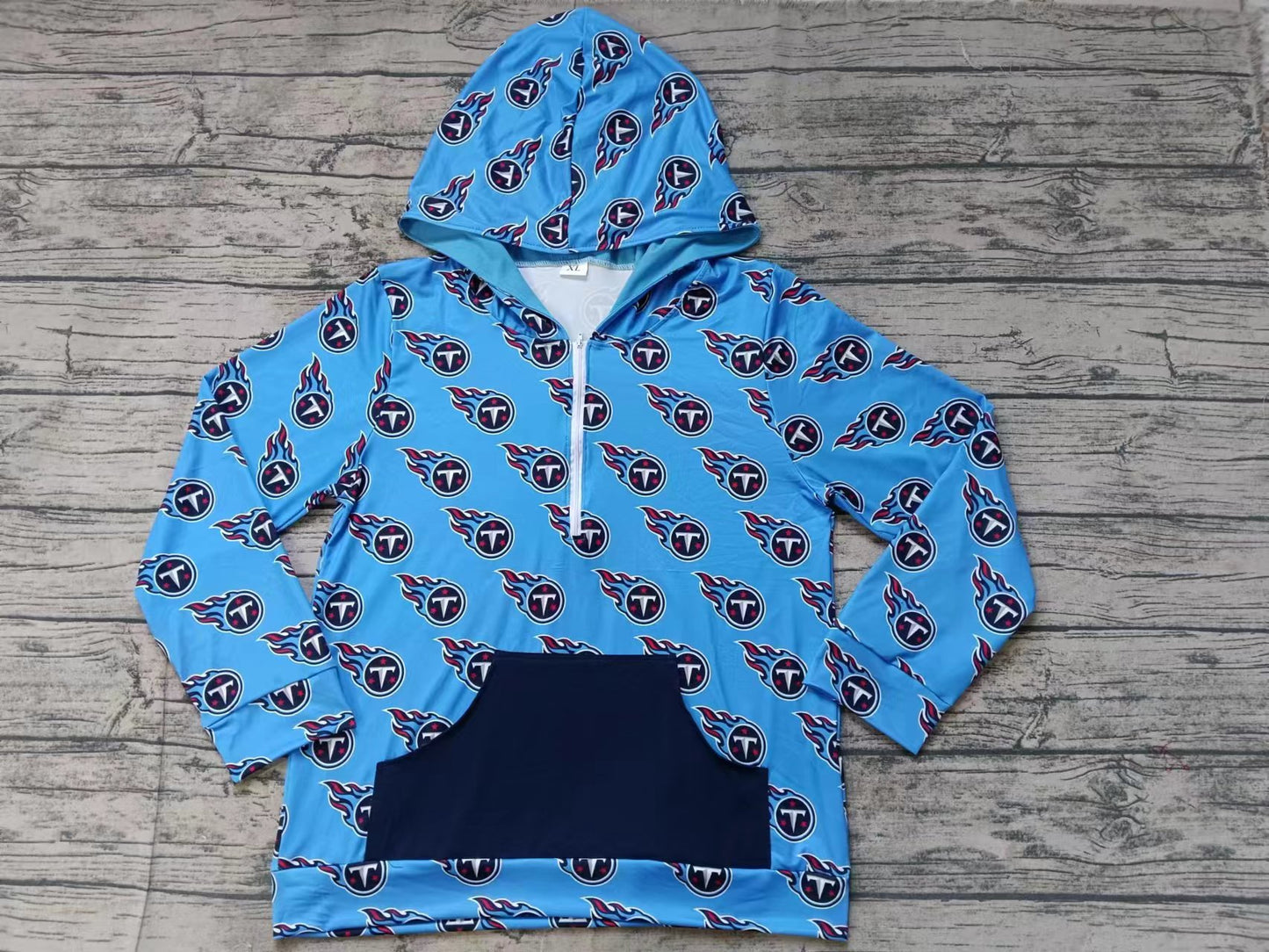 Adult Men Long Sleeves Team Blue Hoodie Zipper Shirt Tops