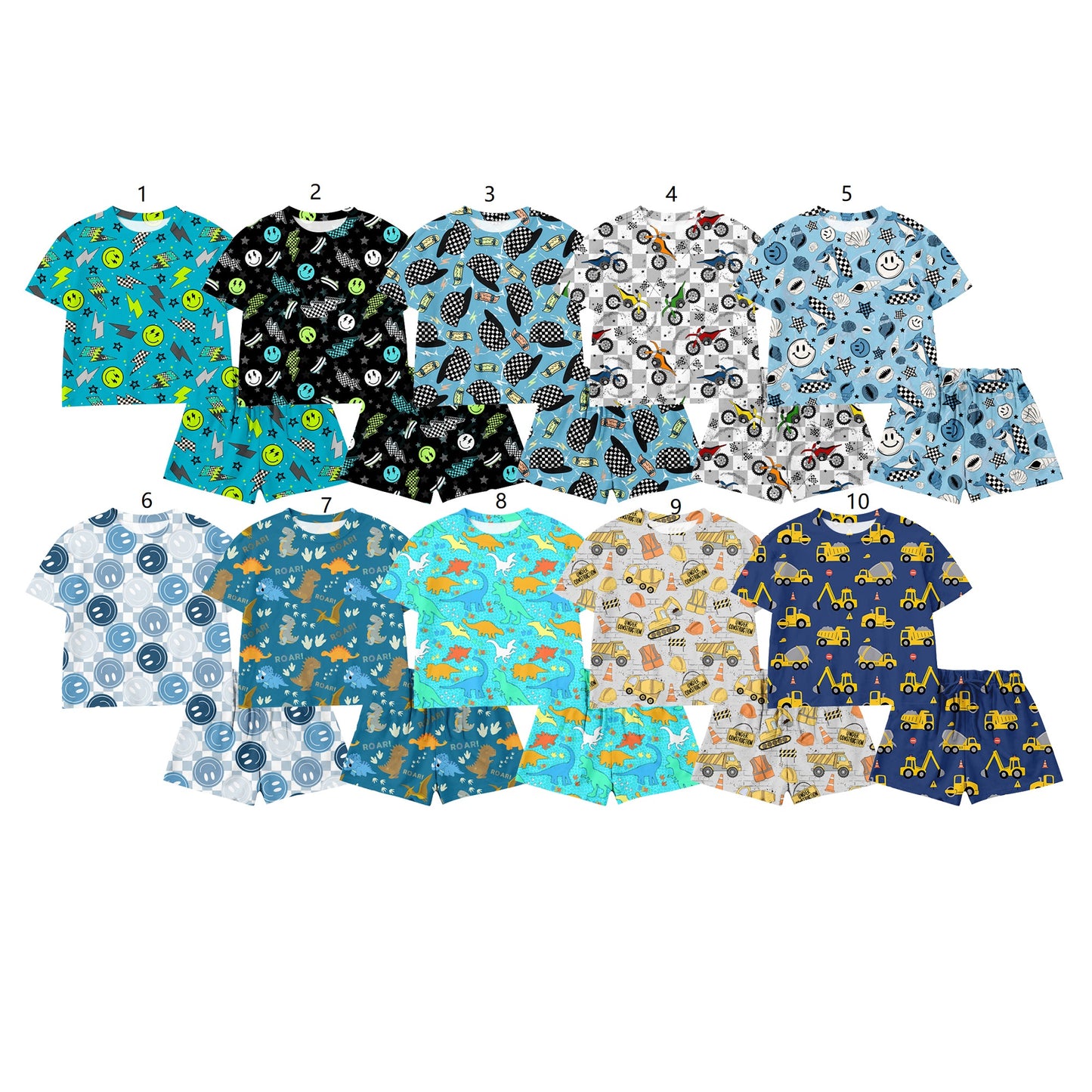 ( Moq 5 Each Style ) Sibling Baby Boys Kids Short Sleeves Shirts Shorts Summer Sets ( No. 1-5 )