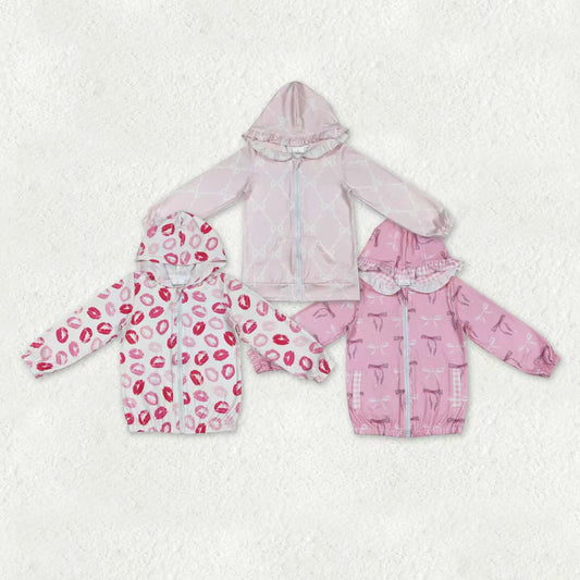 Sibling Baby Girls Kids Long Sleeves Bows Mouths Hoodie Zipper Pockets Coats Tops RTS