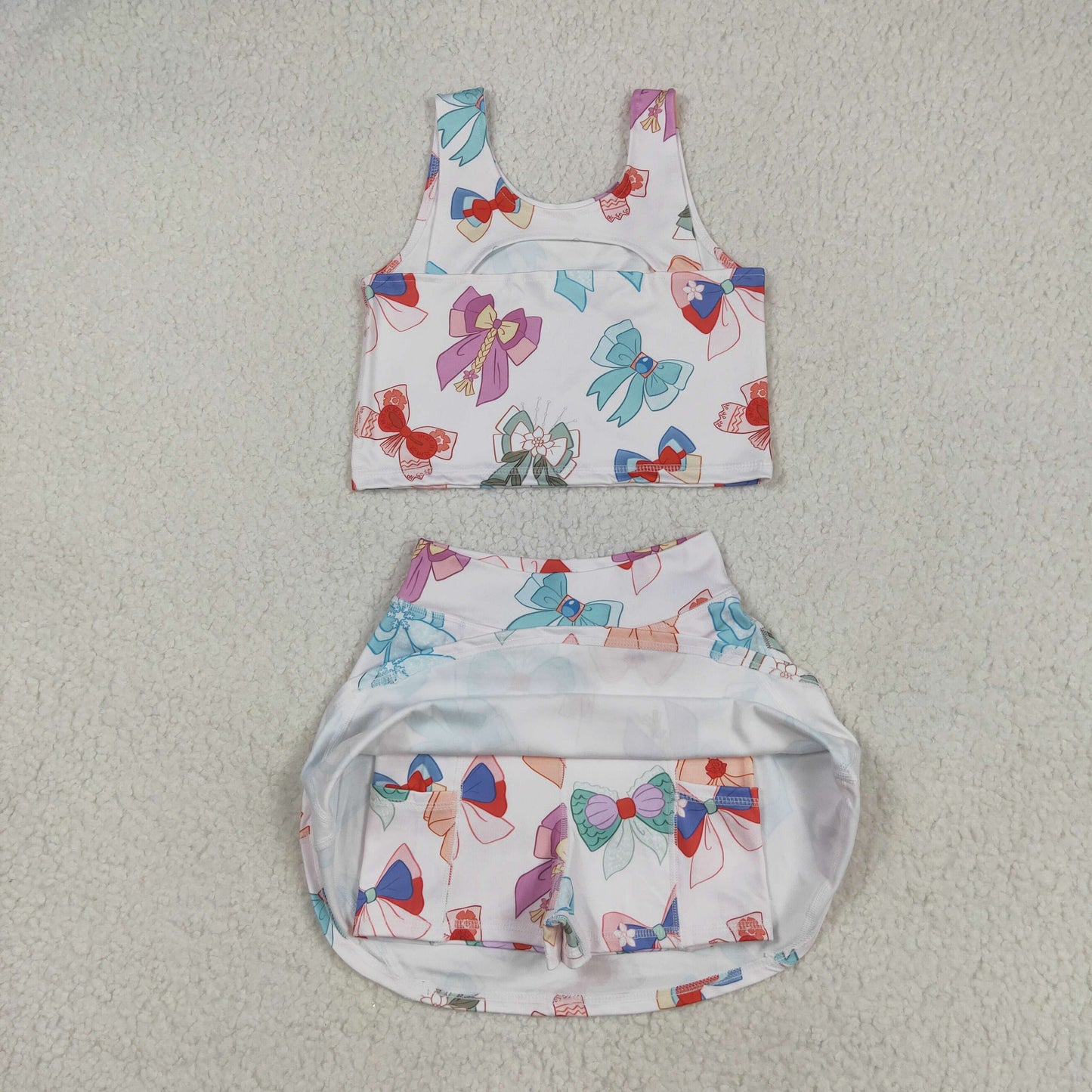 Baby Girl Princess Bows Tops Shorts Skirt Skort Yoga Active Wear Clothes Set RTS