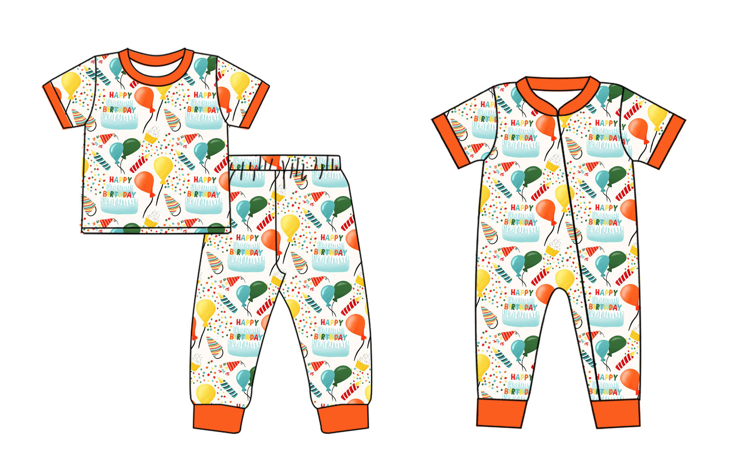 Baby Kids Toddler Short Sleeves Balloon Birthday Sibling Romper Clothes Set ( Moq 5 Each Design )11.22