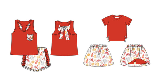 Baby Girl Summer Sibling Crawfish Red Set ( Moq 5 Each Design ) 12.14