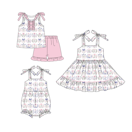 ( Moq 5 Each Style ) Baby Girl Sleeveless Flower Sibling Summer Dress Romper Set 4.19