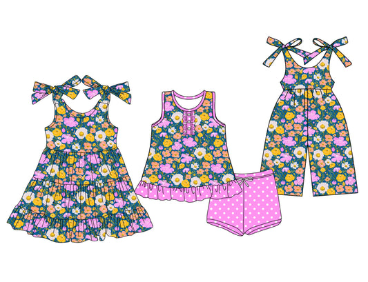 Baby Girl Straps Flower Sibling Jumpsuit Dress Set ( Moq 5 Each Style ) 3.15