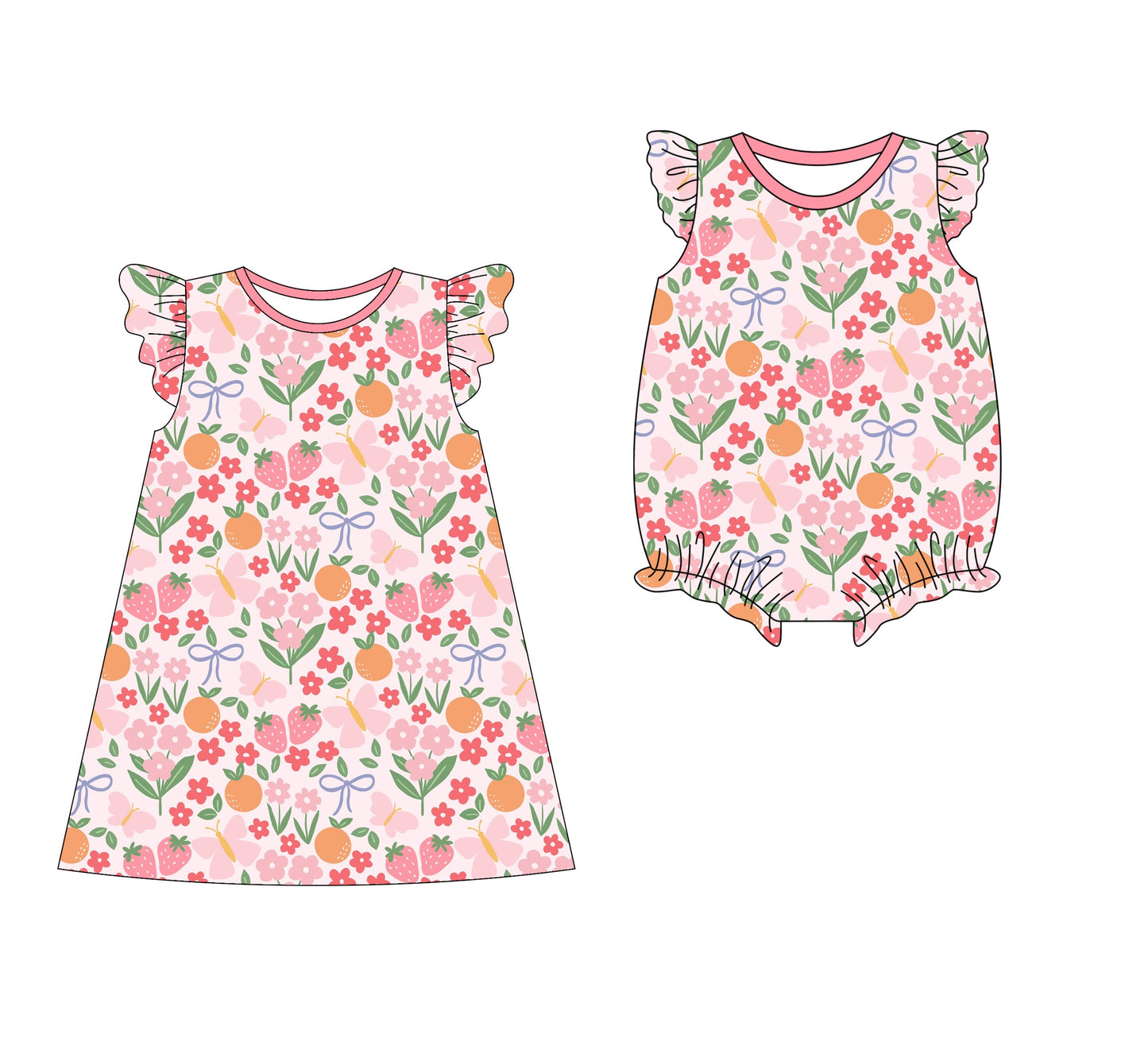 Baby Girl Short Sleeves Flower Bows Sibling Romper Dress ( Moq 5 Each Style ) 3.10