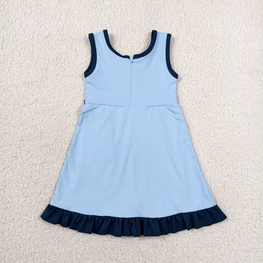 Baby Girls Kids Sleeveless Shorts Blue Scallop Red Dress Yoga Active Clothes RTS
