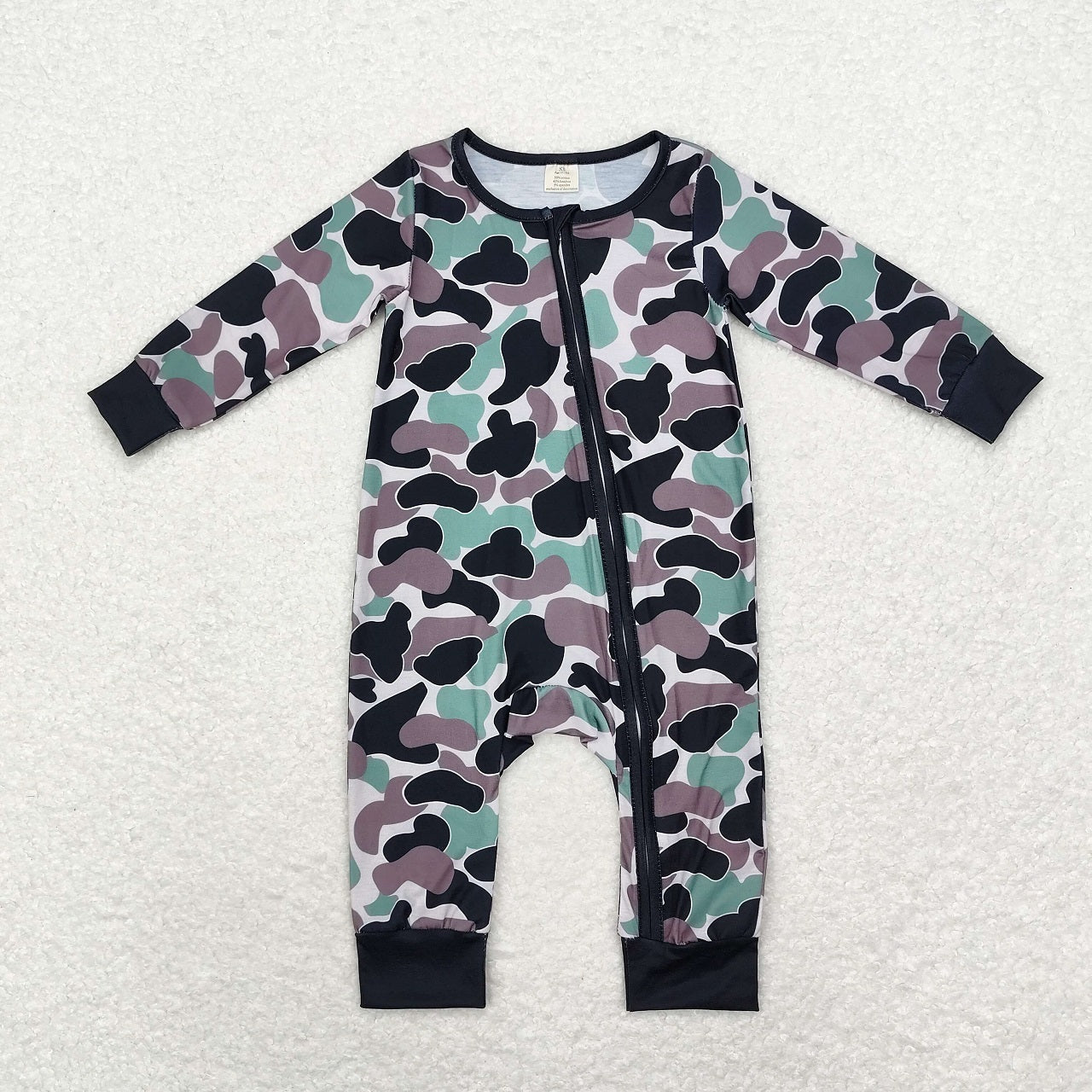 Sibling Boys Infant Long Sleeves Camo Bamboo Zipper Sleeper Romper Clothes RTS