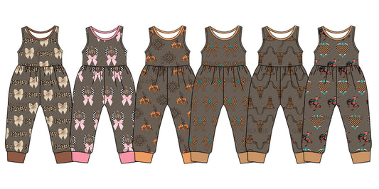Baby Girl Sleeveless Western Bows Sibling Jumpsuit ( Moq 5 Each Style ) 12.24