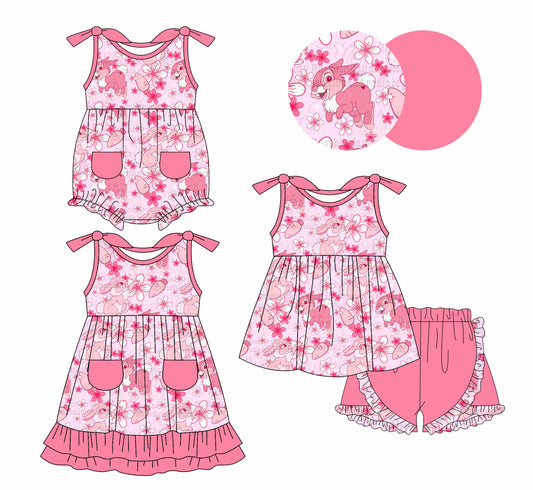 Baby Girl Easter Rabbits Flower Sibling Romper Dress Set ( Moq 5 Each Style ) 1.9