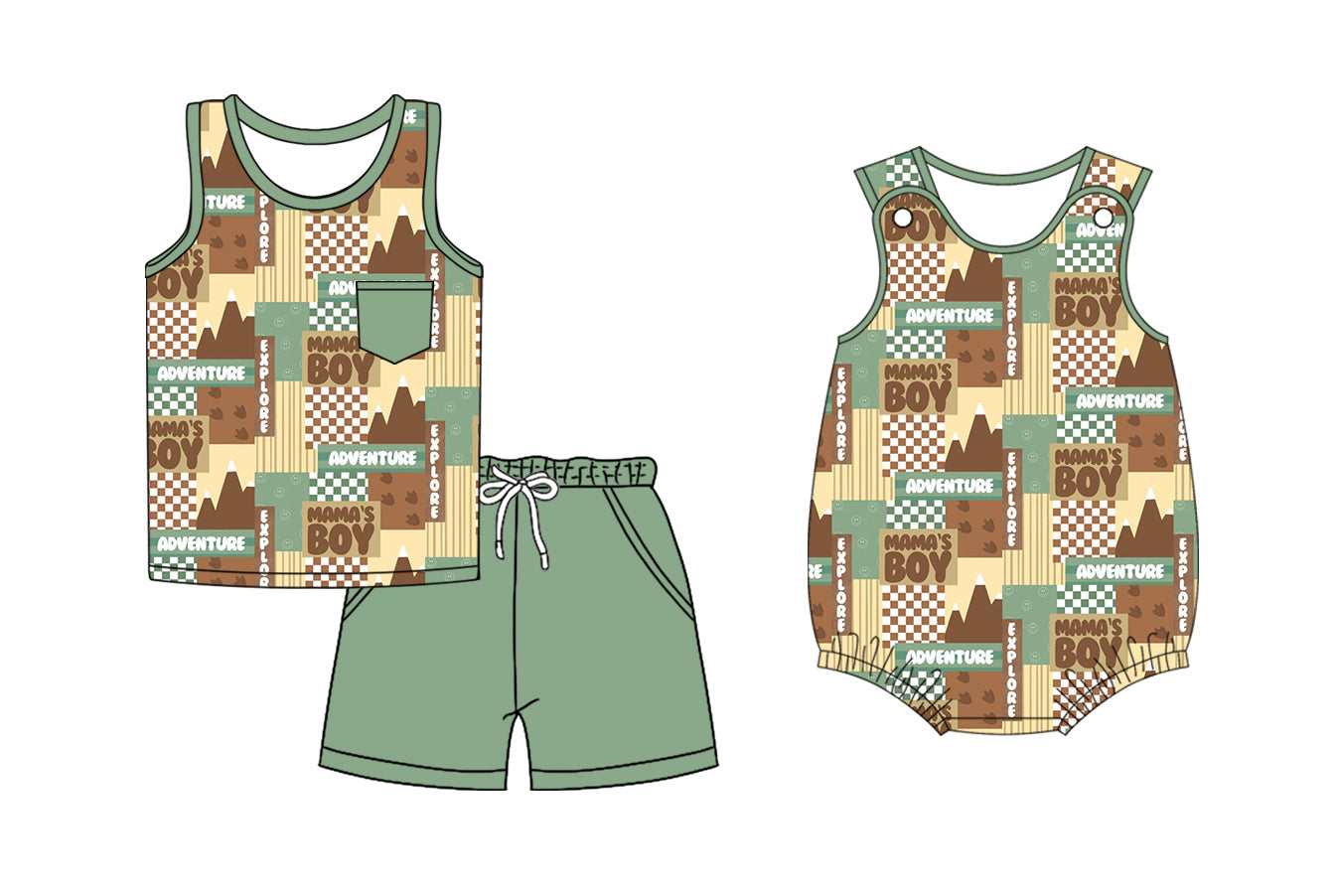 Baby Kids Sleeveless Mama's Boy Sibling Romper Set ( Moq 5 Each Style ) 2.14
