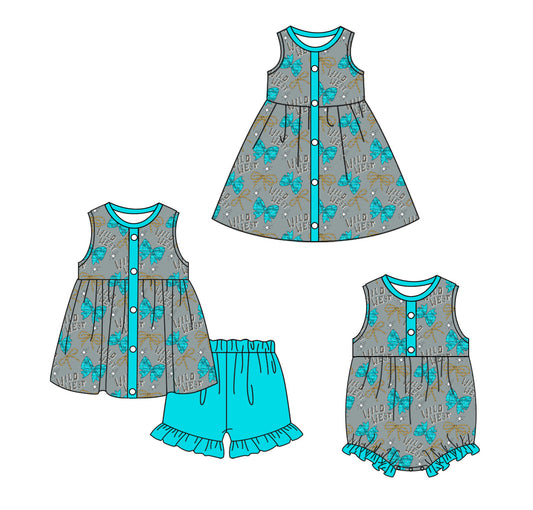 Baby Boy Girl Wild West Bows Sibling Dress Romper Set ( Moq 5 Each Style ) 12.19
