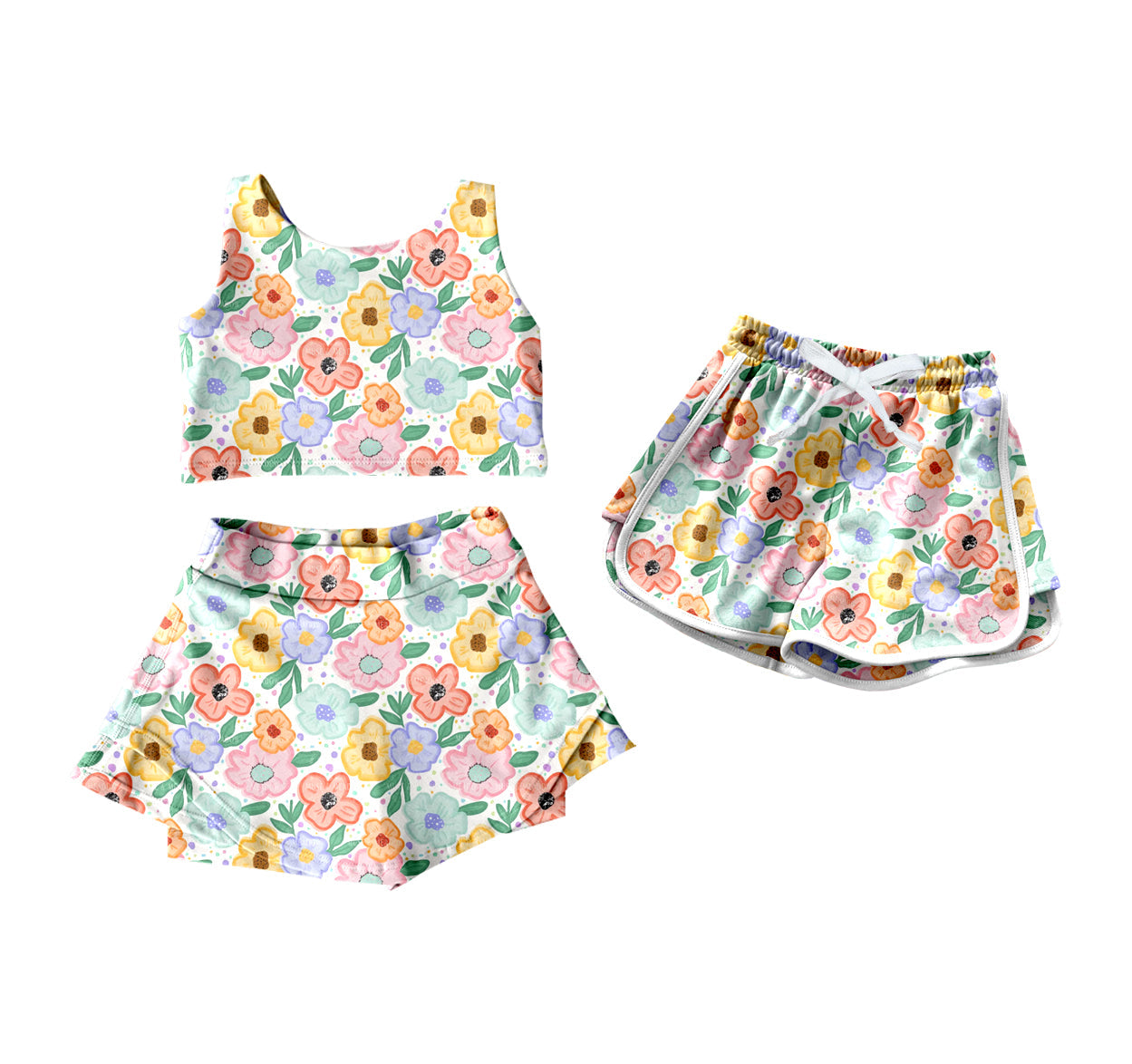 ( Moq 5 Each Style ) Baby Girl Sleeveless Flower Sibling Shorts Set 4.16