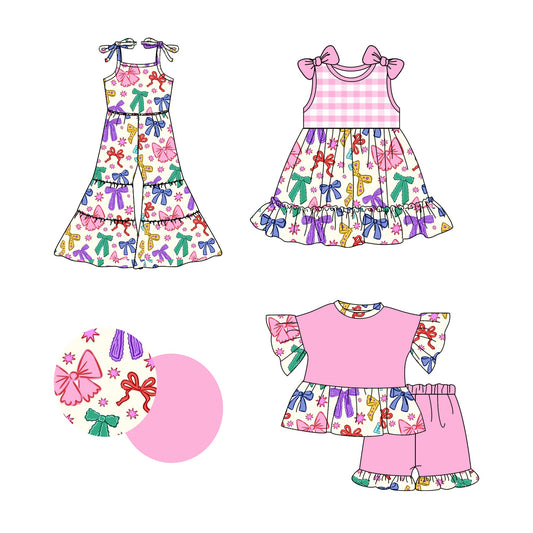 Baby Girl Colorful Bows Sibling Jumpsuit Dress Set ( Moq 5 Each Style ) 2.24