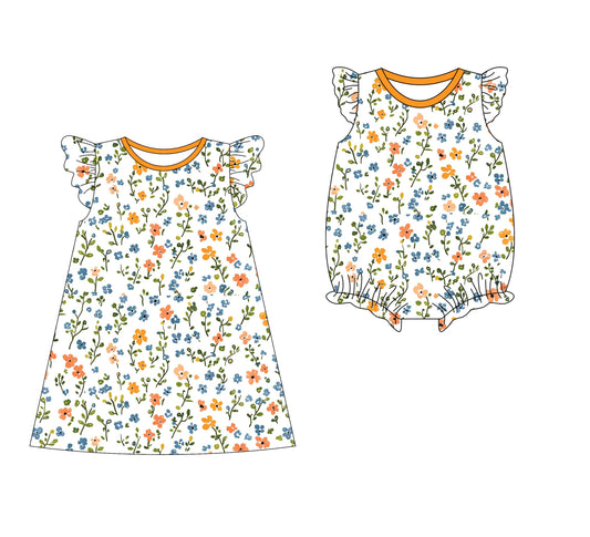 Baby Girl Short Sleeves Floral Sibling Romper Dress ( Moq 5 Each Style ) 3.10