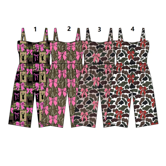 ( Moq 5 Each Style ) Sibling Baby Girls Kids Straps Bows Camo Pants Jumpsuits
