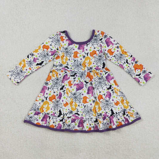 Baby Girl Long Sleeves Hairs Halloween Ruffle Knee Length Dress RTS