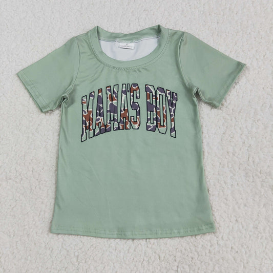 Baby Kids Green Short Sleeves Camo Mama's Boy Tee Shirt RTS