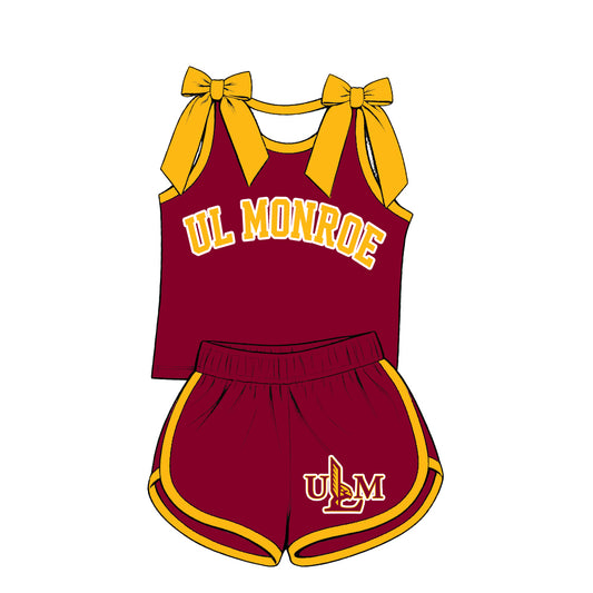 ( Moq 5 ) Baby Girls Kids Sleeveless Bows Shirt Shorts Team Set Clothes