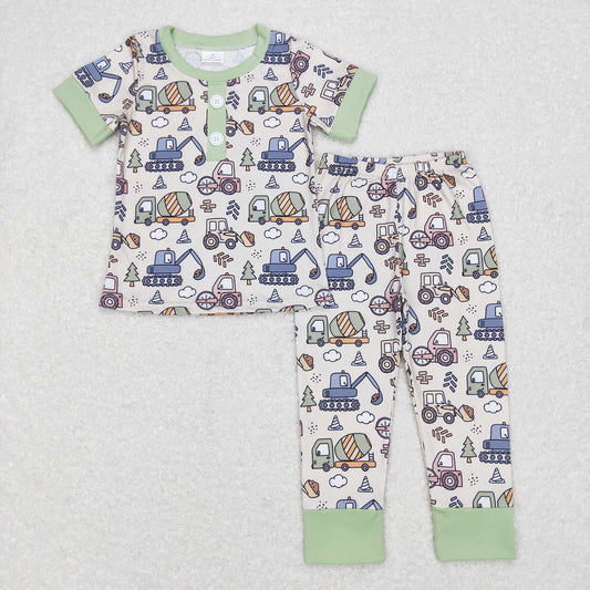 BSPO0186 Baby Boy Short Sleeves Construction Pants Pajamas Outfit