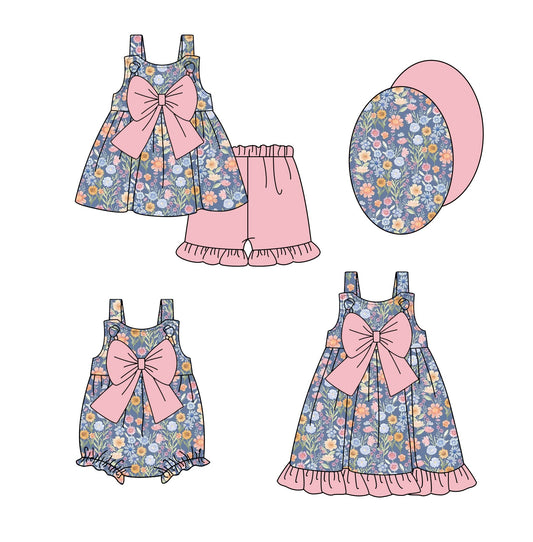 Baby Girl Flower Pink Bows Sibling Romper Dress Set ( Moq 5 Each Style ) 1.7