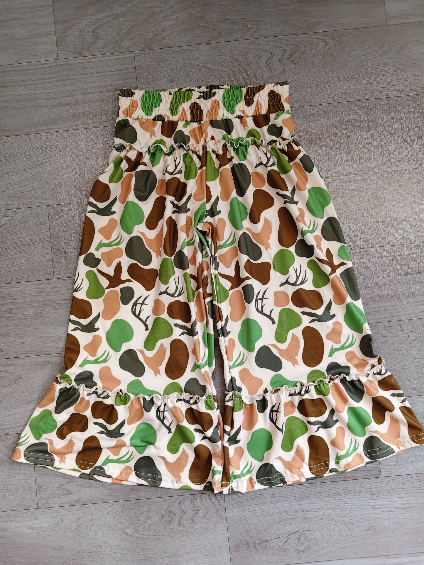 ( No moq ) Baby Girls Kids Deer Ducks Camo Ruffle Pants Bottoms Clothes