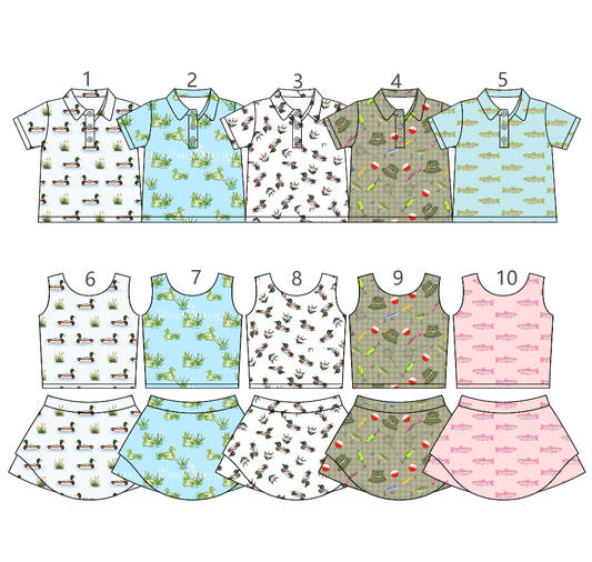 ( Moq 5 Each Style ) Sibling Baby Boys Girls Fish Ducks Shirts Shorts Dresses Clothes