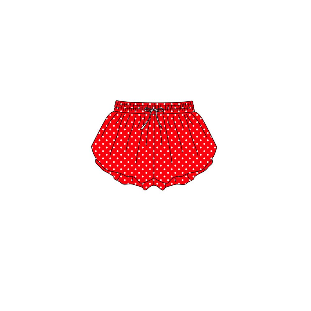 ( No moq ) Preorder Baby Girls Kids Dogs Yoga Active Ruffle Shorts Bottom Red Clothes