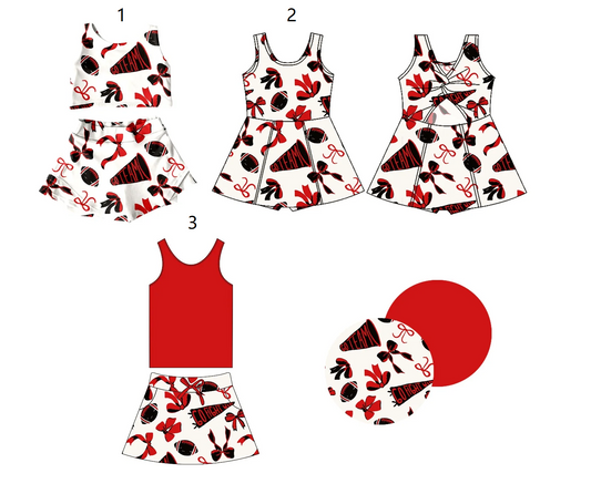 Baby Girl Sleeveless Football Bows Sibling Dress Set ( Moq 5 Each Style ) 1.16