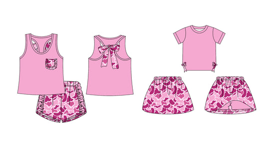 Baby Girl Summer Bows Sibling Camo Pink Set ( Moq 5 Each Design ) 12.14