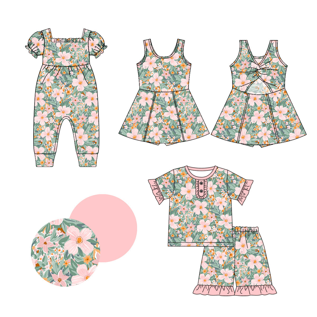 Baby Girl Flower Sibling Romper Dress Set ( Moq 5 Each Style ) 1.3