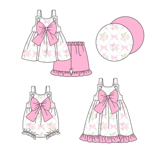 Baby Girl Flower Pink Bows Straps Sibling Romper Dress Set ( Moq 5 Each Style ) 1.23