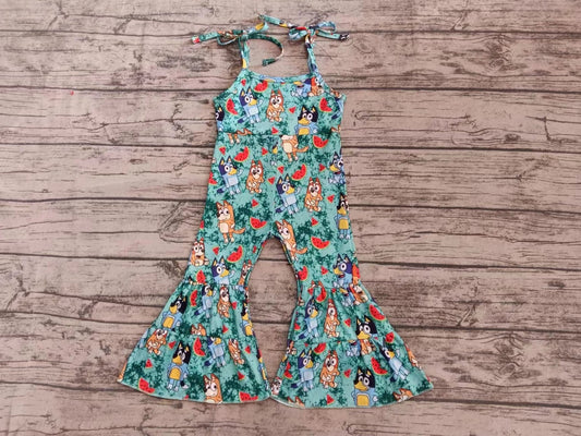 Baby Girl Straps Dogs Watermelon Bell Pants Jumpsuit ( Moq 5 )