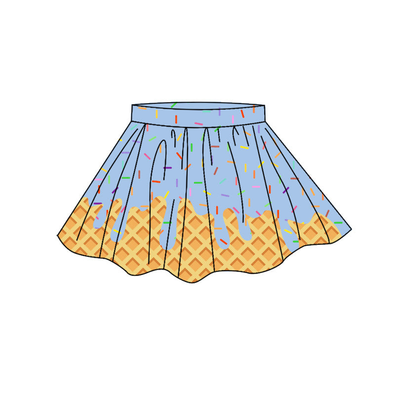 ( Moq 5 ) Preorder Baby Girls Kids Light Blue Sprinkles Drips Skirt Shorts Yoga Active Bottom Clothes