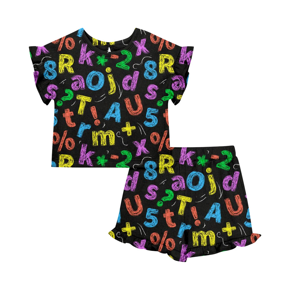( Moq 5 Each Style ) Sibling Baby Girls Kids Short Sleeves Pencil Bows Flower Shirts Shorts Back to School Sets