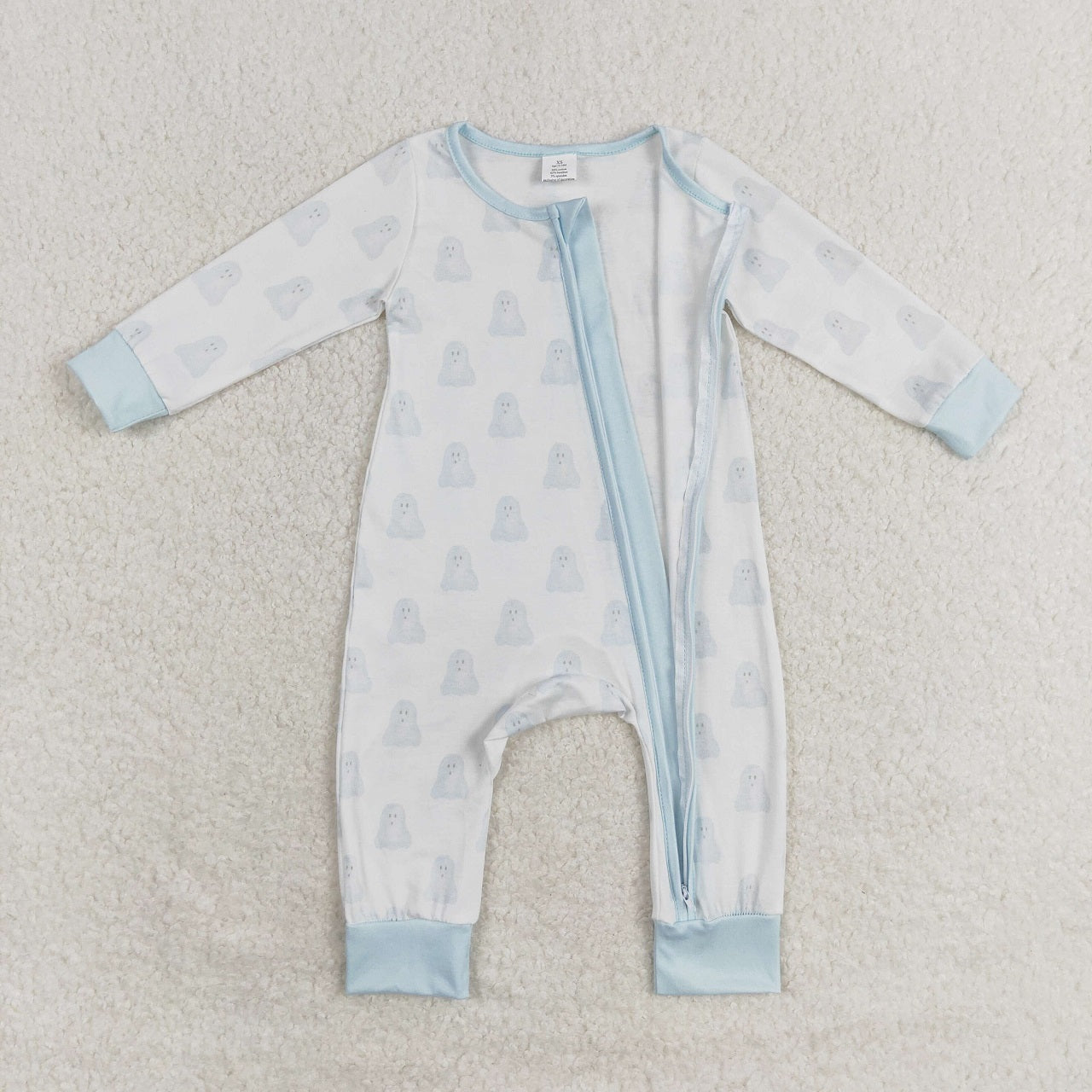 Baby Girl Halloween Pink Bows Ghost Zipper Romper