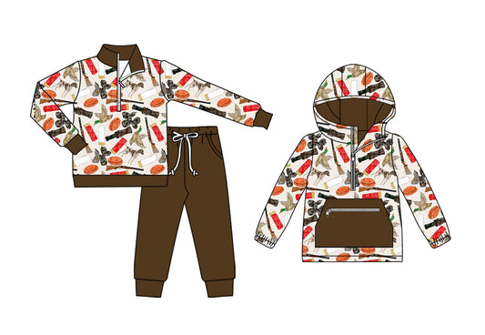 ( Moq 5 Each Style ) Baby Boy Toddler Ducks Hunting Sibling Hoodie Shirt Set