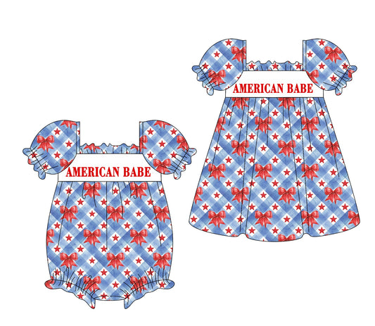 Baby Girl American Stars Checked Sibling Romper Dress ( Moq 5 Each Style ) 1.23