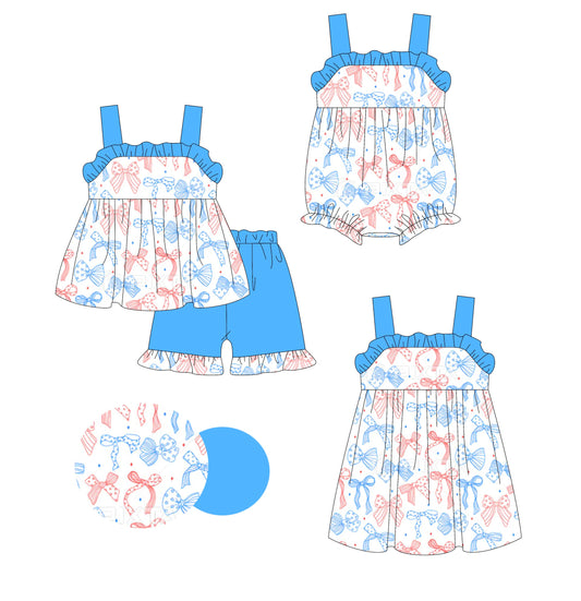 Baby Girl Straps Bows July 4th Sibling Romper Dress Set ( Moq 5 Each Style ) 3.1