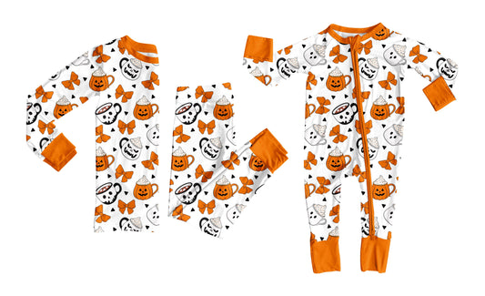 ( Moq 5 Each Style ) Baby Girl Toddler Halloween Bows Sibling Romper Set